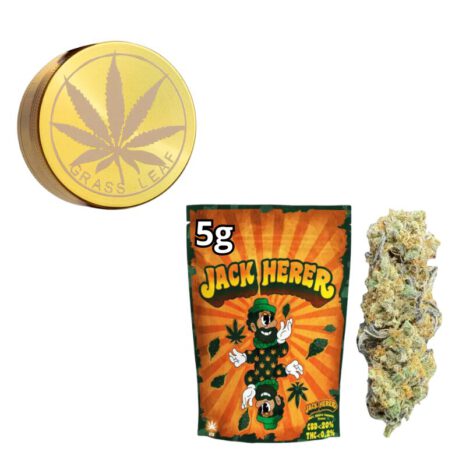 Zestaw Grinder Złoty 3-częściowy + Susz CBD Jack Herer 5 g