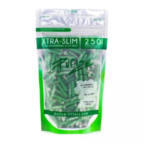 Filtry węglowe Purize Xtra‑slim 250szt. Zielone