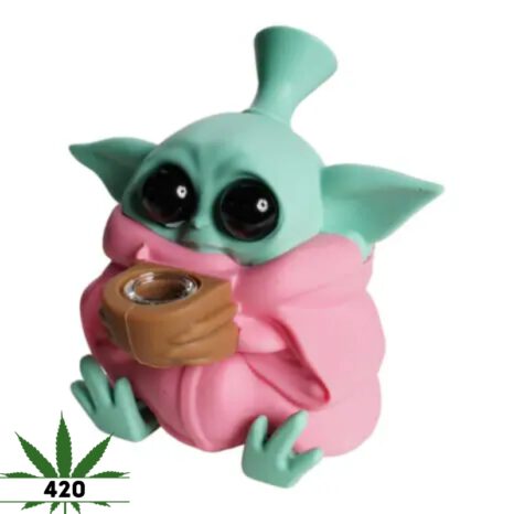 Bongo silikonowe Baby Yoda różowe
