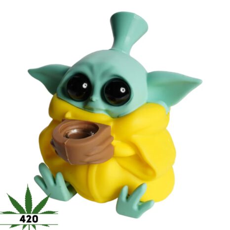 Bongo silikonowe Baby Yoda żółte