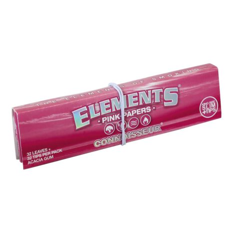 Bibułki ELEMENTS King Size Slim PINK 32szt. + tips