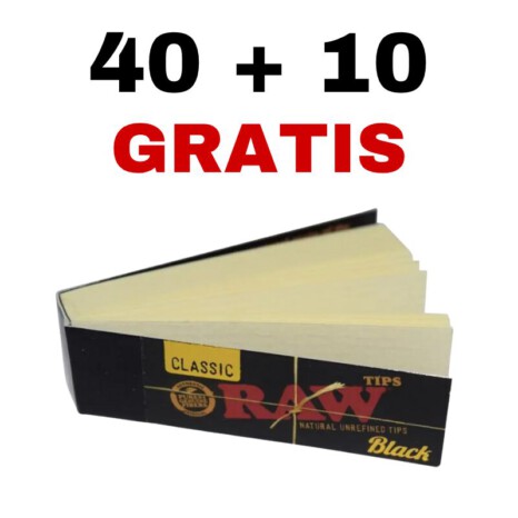 40+10 GRATIS x RAW BLACK Filtry naturalne 50 filtrów