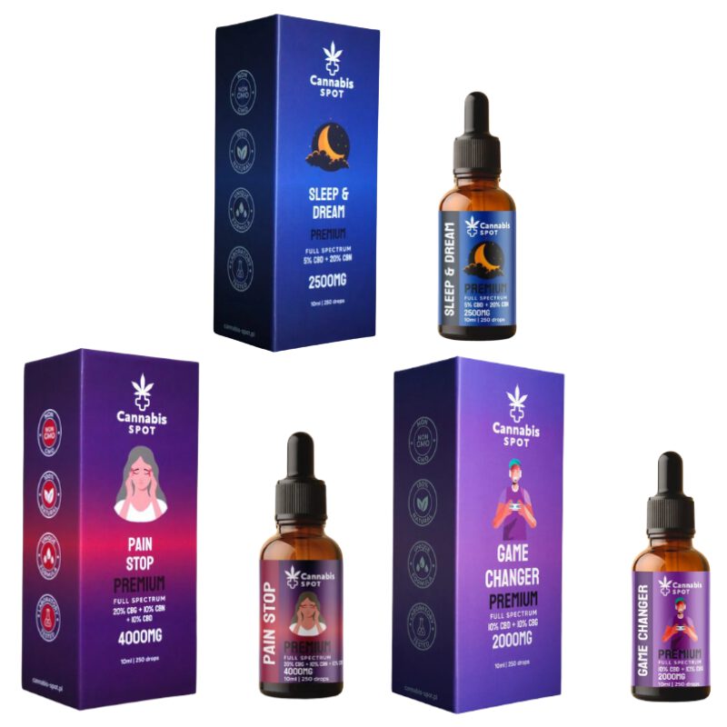 Zestaw Olejków CBD PREMIUM - Pain Stop, Sleep&Dream i Gamechanger