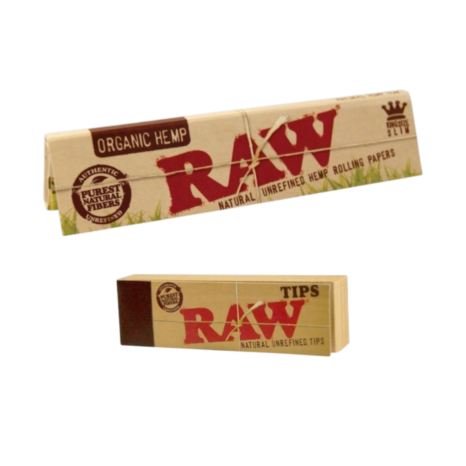 Bletki Bibułki RAW Organic Hemp King Size + Tips