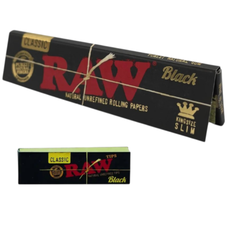 Bletki Bibułki RAW Black Classic King Size + Tips