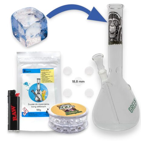 Bongo lodowe Szklane Monkey 30cm Fajka wodna + akcesoria gratis